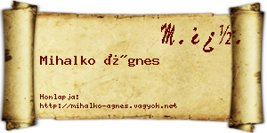 Mihalko Ágnes névjegykártya